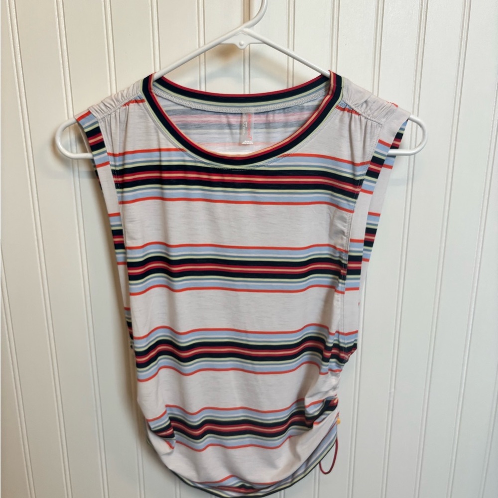 FP Movement Sleeveless Striped Tank - White with Navy, Red, Green, Orange